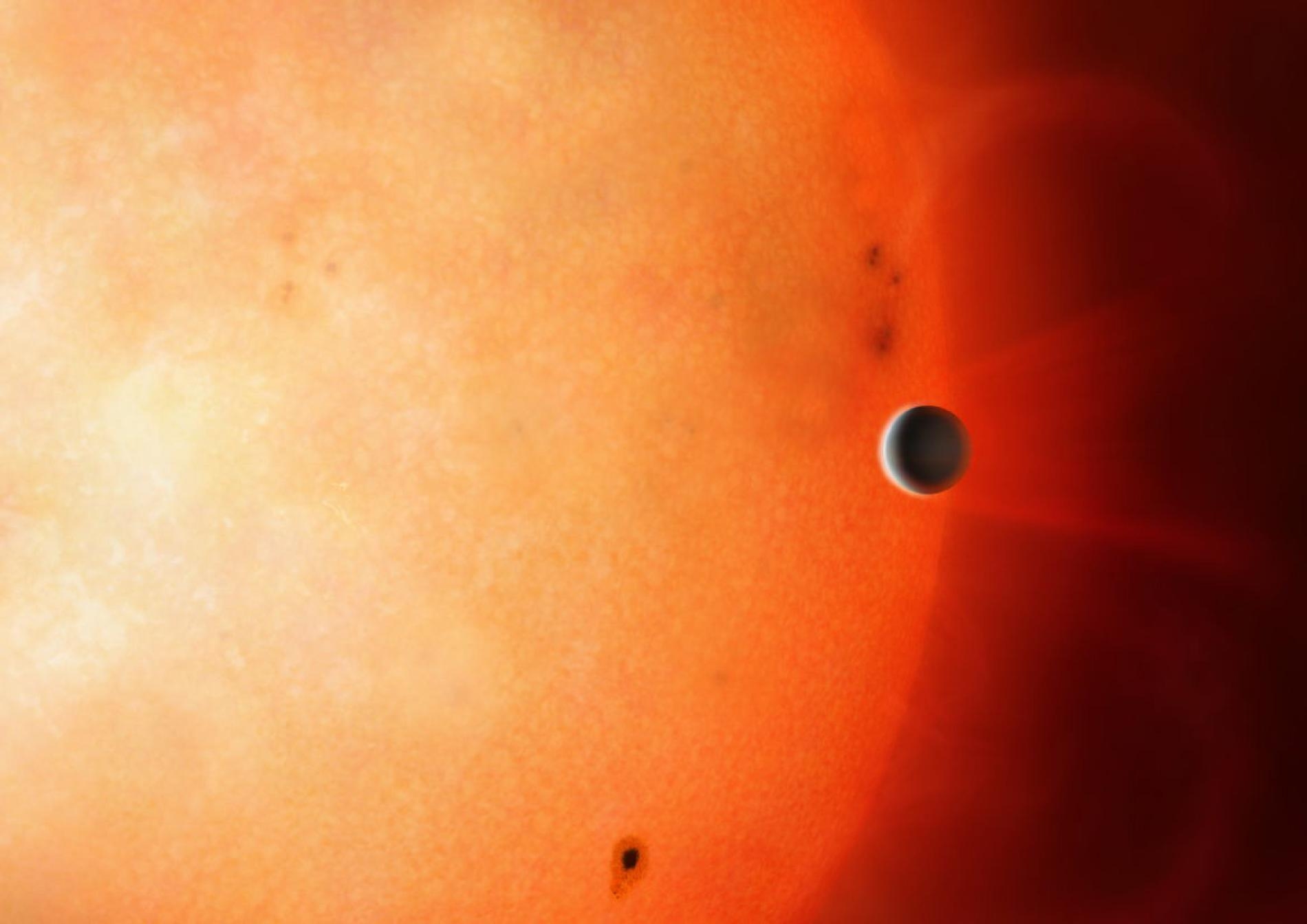 行星TOI-849b的直徑與海王星相當，但密度卻非常高，是顆距離母恆星很近的岩質行星。ILLUSTRATION BY MARK GARLICK, UNIVERSITY OF WARWICK