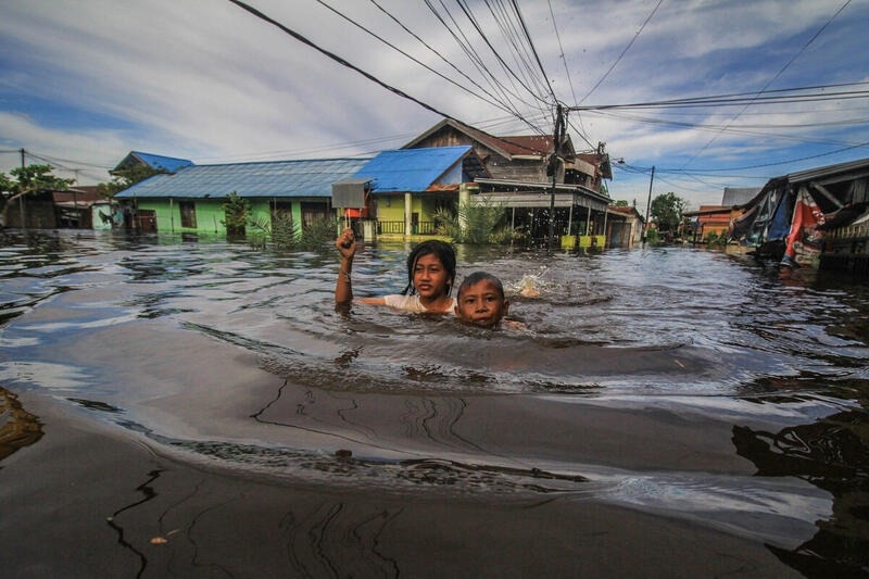 印尼中加里曼丹省去（2021）年11月遇上嚴重洪患。圖片來源：Pram／綠色和平