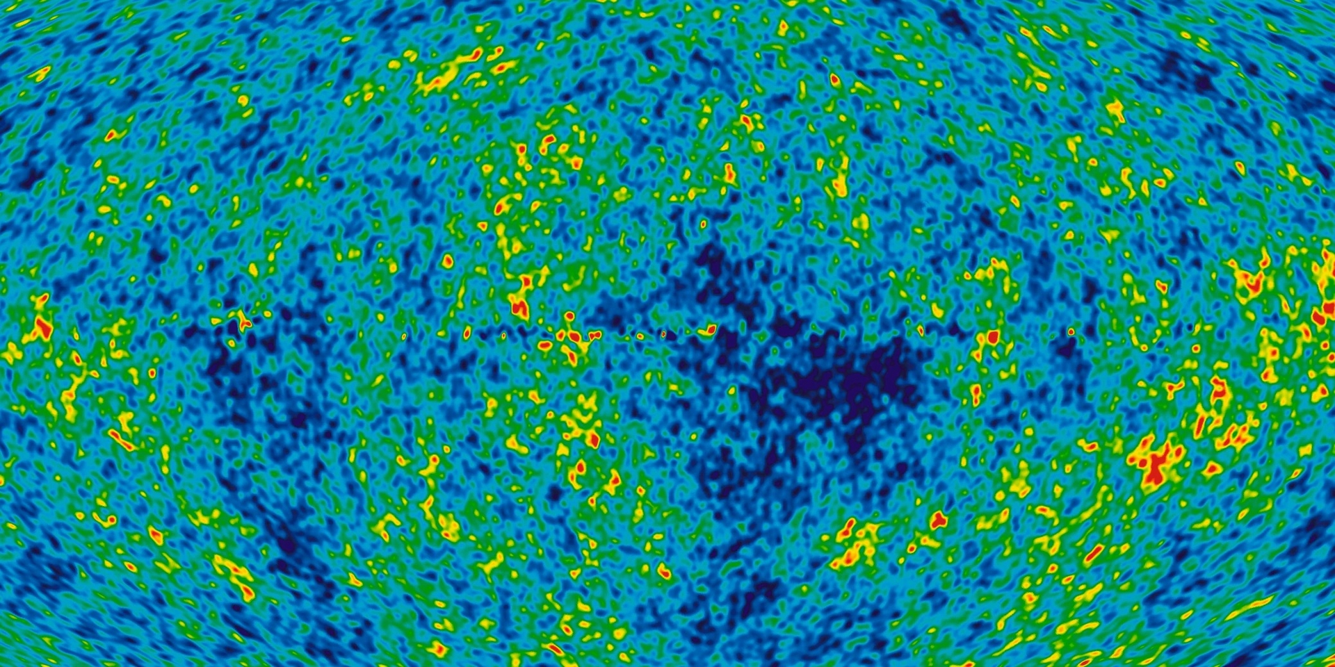 這張圖片顯示了宇宙中最古老的光──在大霹靂（Big Bang）後不久釋放出的宇宙微波背景。這道界線標示著可觀測宇宙的邊緣，不過科學家已經提出了一些理論，討論可能存在這道界限之外的事物。IMAGE COURTESY WMAP/NASA
