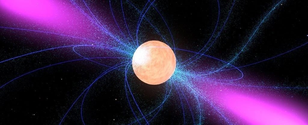 帶有噴流和磁場的脈衝星。圖片來源：NASA
