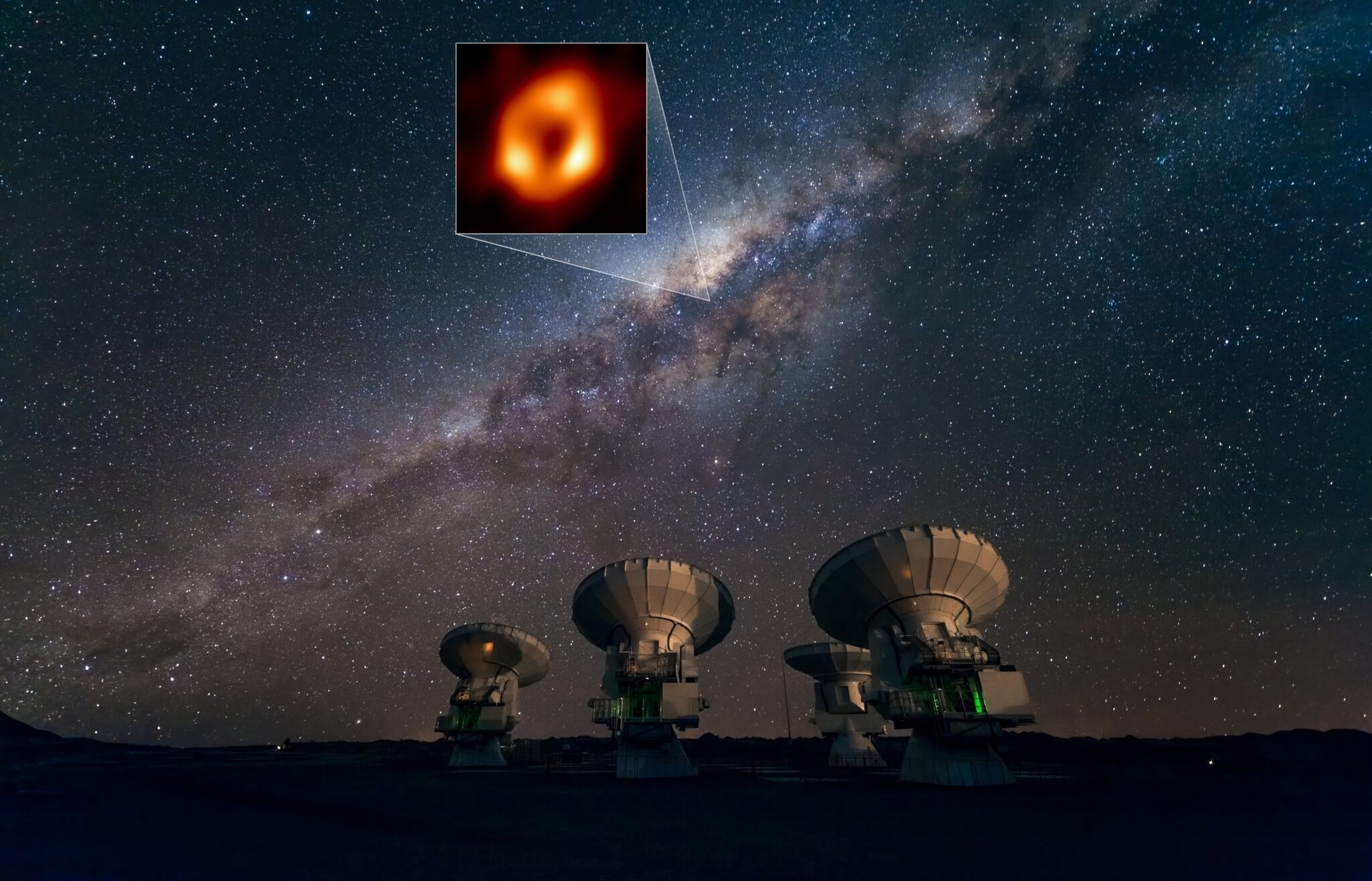 人馬座 A 星是銀河系中央的超大質量黑洞，事件視界望遠鏡合作團隊成功重建此黑洞的影像。 圖｜ESO/José Francisco Salgado, EHT Collaboration 