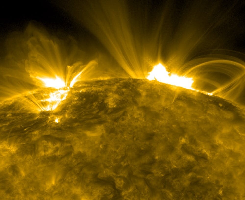 2017年9月發生的太陽閃焰，使用超紫外線波長717埃（Angstrom）所拍攝。圖片來源：NASA/GSFC/Solar Dynamics Observatory