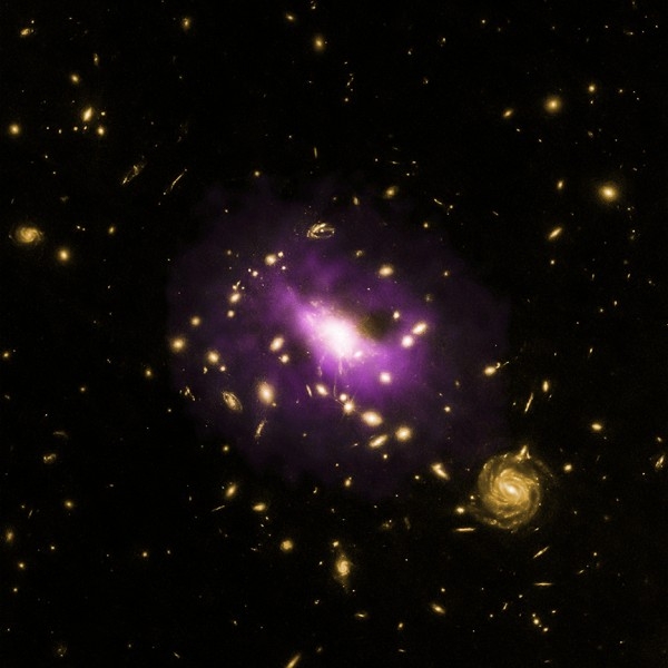 巨大黑洞在周圍的星系團中炸出大洞