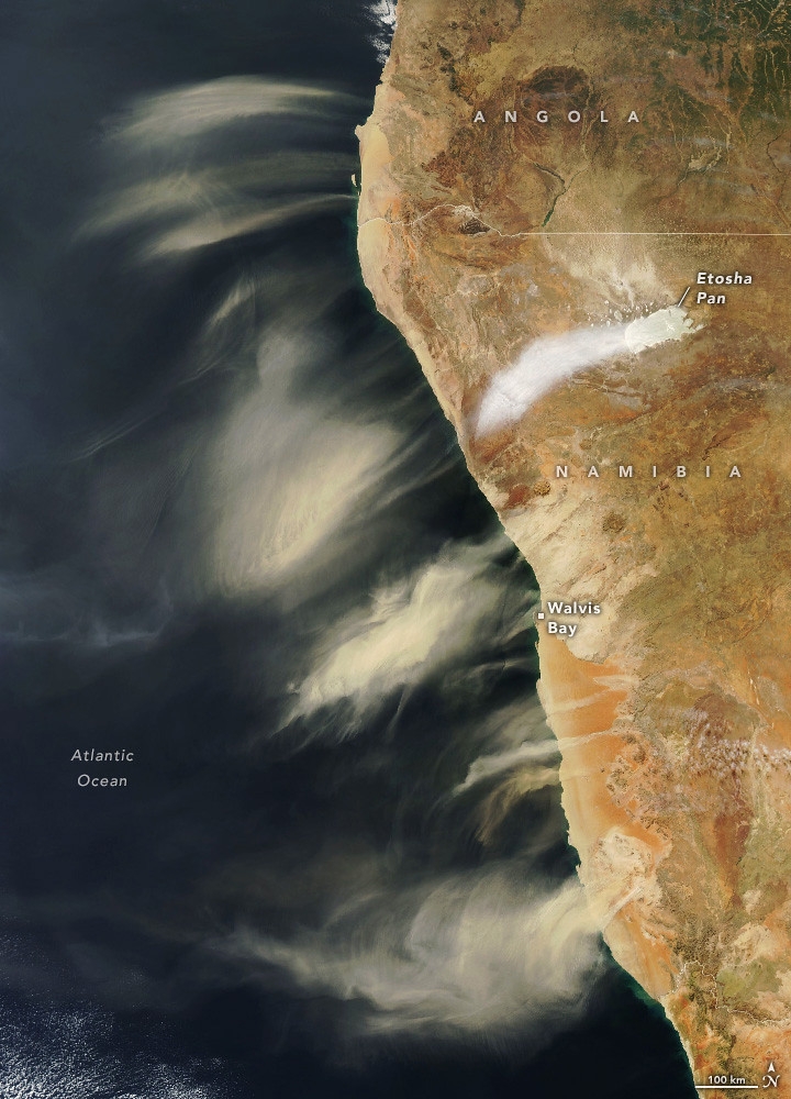 2023年7月11日，納米比亞沙塵。圖片來源：NASA