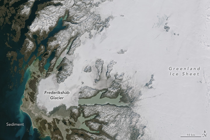 2023年6月14日，格陵蘭冰川。圖片來源：NASA