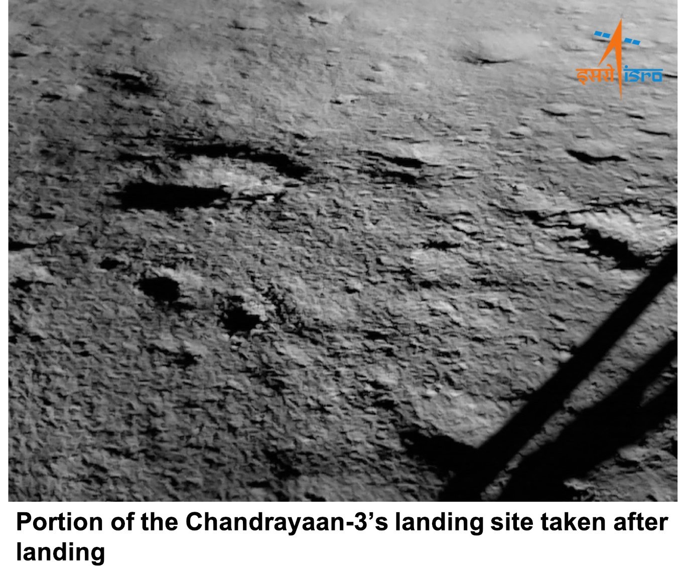 月船3號登陸後拍攝的月球表面。來源：ISRO