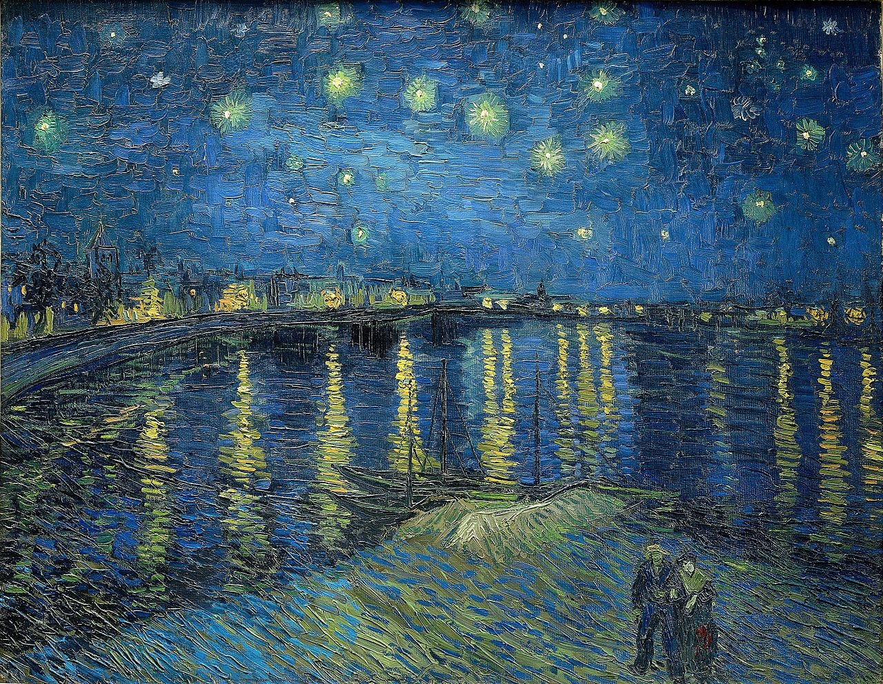 梵谷在1888年9月下旬畫的《隆河上的星夜》，畫作的上方有著名的北斗七星。