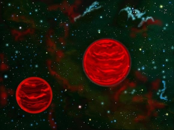 藝術家對自由漂浮雙行星的想像圖。圖片來源：Gemini Observatory / Jon Lomberg