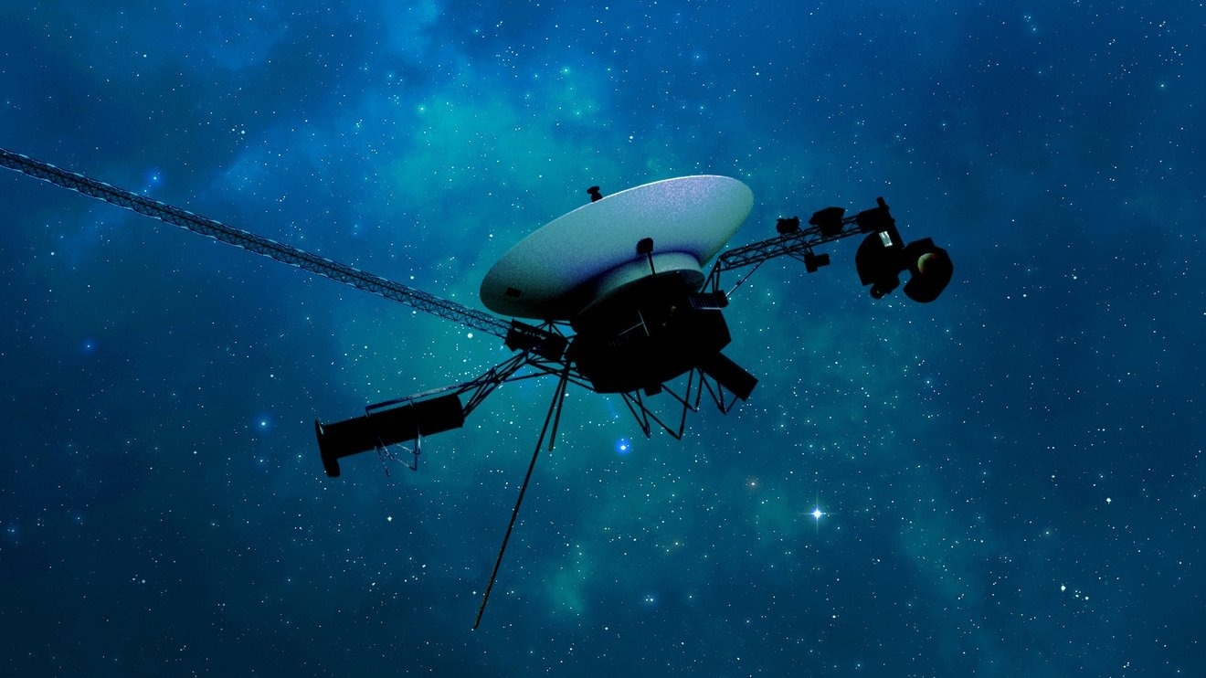 藝術家對航海家一號太空船在2012年進入星際空間的想像圖。圖片來源：NASA/JPL-Caltech