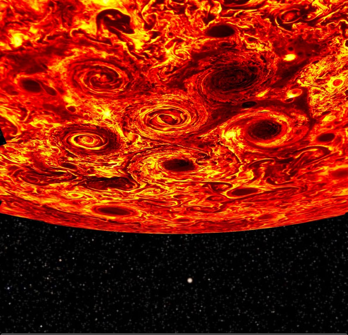 朱諾號太空船傳回木星最新影像，驚見巨大氣旋群聚！