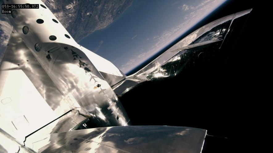 維珍銀河公司的太空飛機「太空船2號」（SpaceShipTwo）於今年2月22日，飛抵高度89公里的太空邊際。 PHOTOGRAPH BY VIRGIN GALACTIC