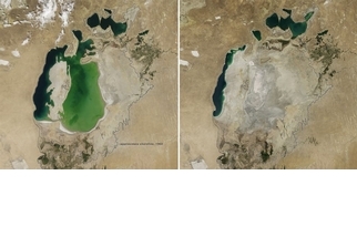 鹹海東部水域六百年來首次乾涸