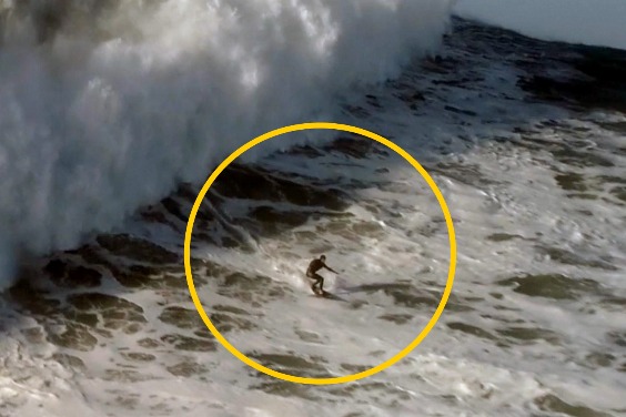 看衝浪好手征服「怪獸級」巨浪，但拍他的空拍機可就沒那麼幸運了……