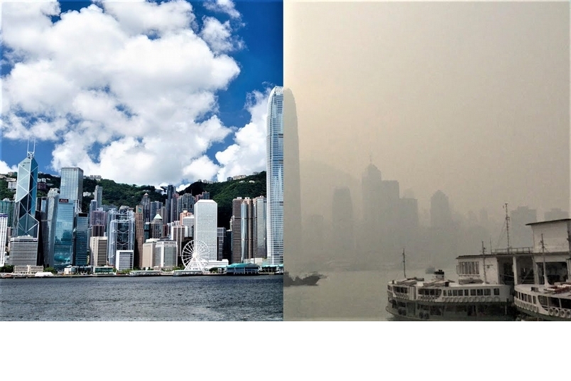 「咳咳！」霧霾籠罩香港天際線